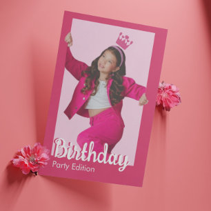 Pink Doll Girls Birthday Party Invitation