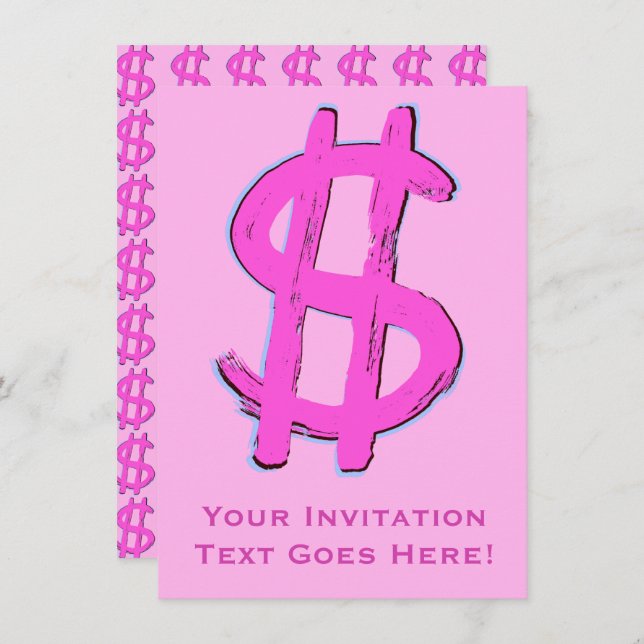Pink Dollar Sign Invitation (Front/Back)