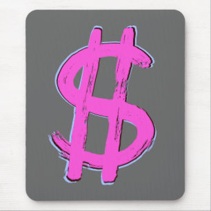 Pink Dollar Sign Mouse Pad