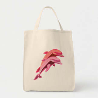 Pink Dolphin Design Grocery Tote Bag