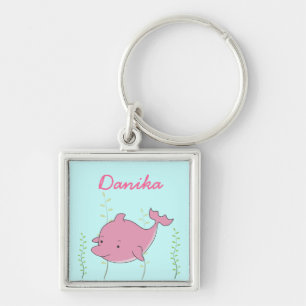 Pink Dolphin Girls Name Keyring Keychain Gift
