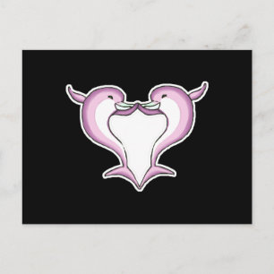 pink dolphin heart postcard