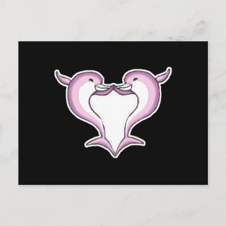 pink dolphin heart postcard