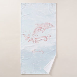 Pink Dolphin Personalised Bath Towel Set