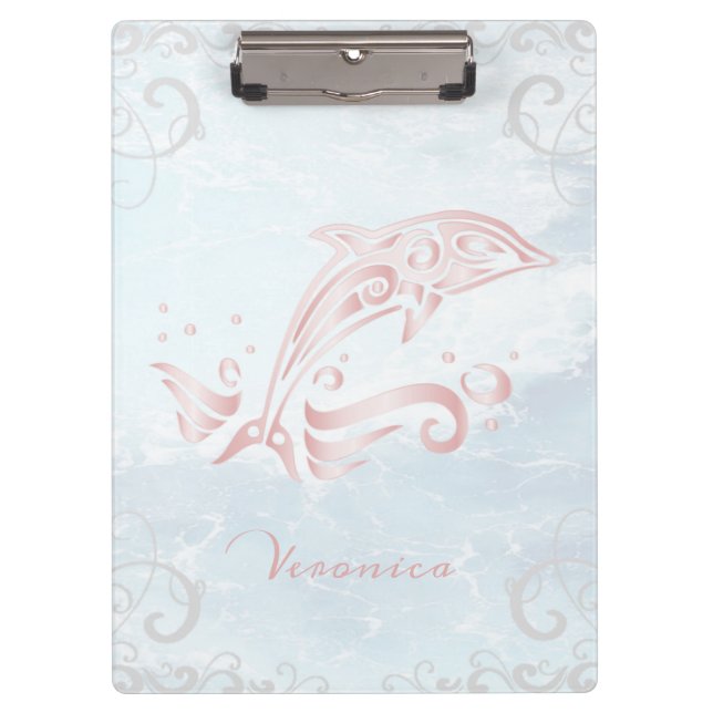 Pink Dolphin Personalised Clipboard (Front)