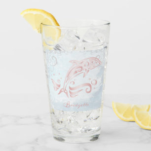 Pink Dolphin Personalised Glass