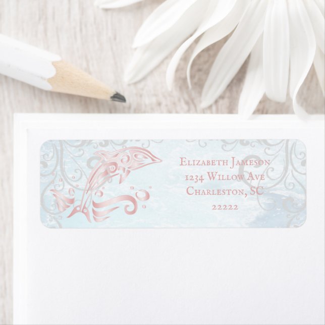 Pink Dolphin Return Address Label (Insitu)