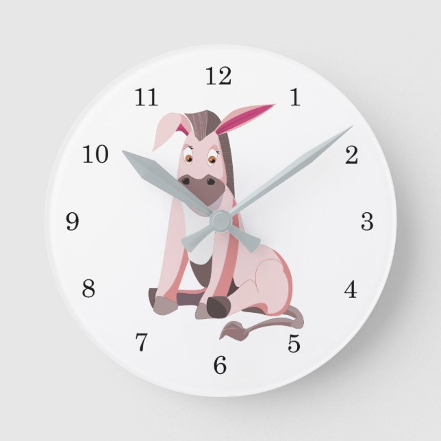 Pink Donkey Fun Wall Clock - Painting (Front)