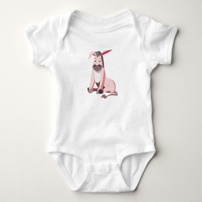 Pink Donkey Funny Baby Bodysuit (Front)