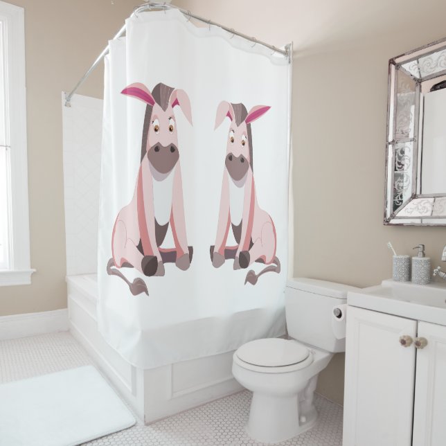 Pink Donkey Shower Curtain - Customisable (In Situ)