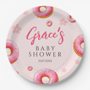Pink Donut Baby Shower Party Plates