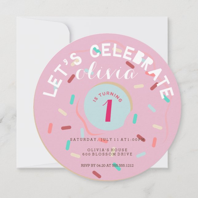 PINK DONUT BIRTHDAY INVITATION (Back)