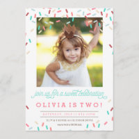 PINK DONUT SPRINKLES BIRTHDAY INVITATION