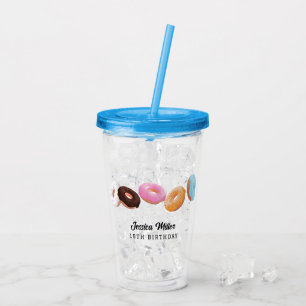 Pink Donut Sprinkles Fun Quote Cute Add Name  Acrylic Tumbler
