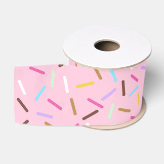 Pink Donut Sprinkles Print Ribbon Grosgrain Ribbon