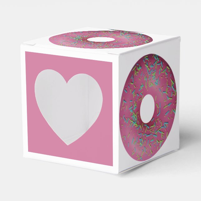 Pink donut with sprinkles favor box (Front Side)
