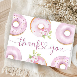 Pink Donuts Baby Shower Girl Folded Thank You Card