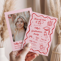 Pink Doodle Graduation Party Invitation Whimsical