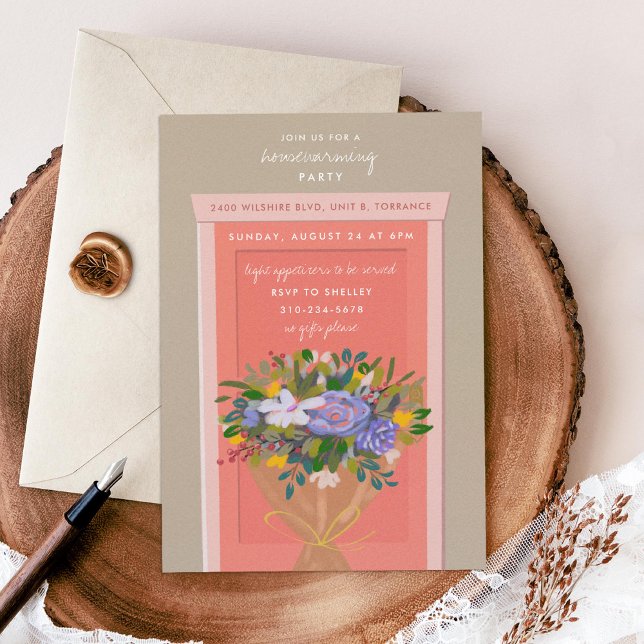 Pink Door Housewarming Party Illustrated Invitation (Creator Uploaded)