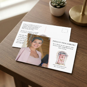 Pink Door Watercolor Hello Real Estate Agent Postcard