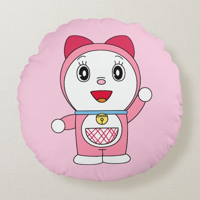 Pink Doraemi Doraemon Anime Fanart Round Cushion (Front)