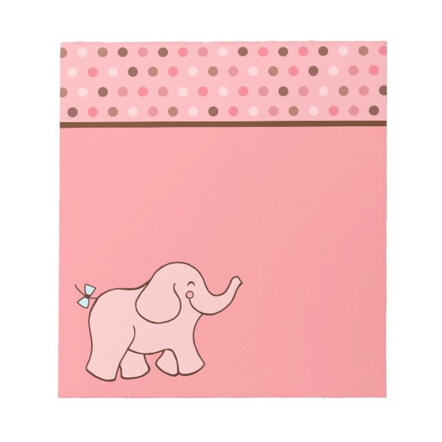 Pink Dot Baby Elephant Notepad (Front)