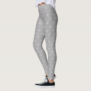 Pink Dot Grey Background Elegant Polka Dot Dotted Leggings
