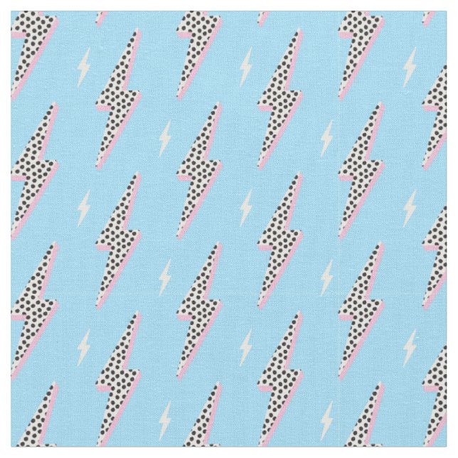 Pink dot lightning bolt  fabric (Close Up)