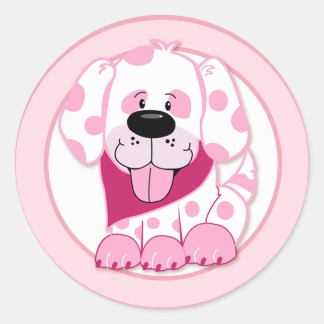 PINK DOT PUPPY DOG Envelope Seals (Front)