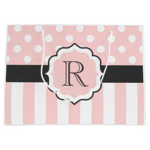 Pink Dots and Stripes Pattern Large Gift Bag