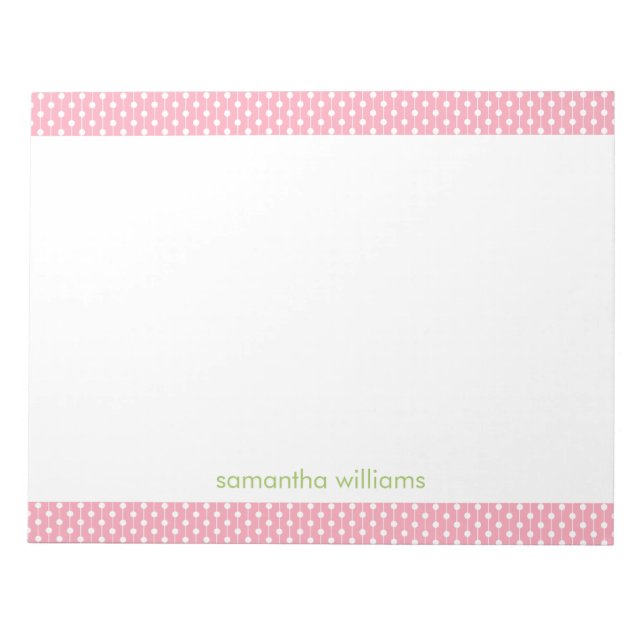 Pink Dots and Stripes Pattern Personalised Notepad (Front)