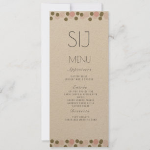 Pink Dots Confetti Gold Wedding Kraft Menu