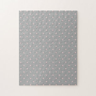Pink Dots Girly Feminine Circles Happy Easter Grey Jigsaw Puzzle
