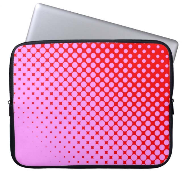 Pink Dots on Red Computer Sleeve (Front)