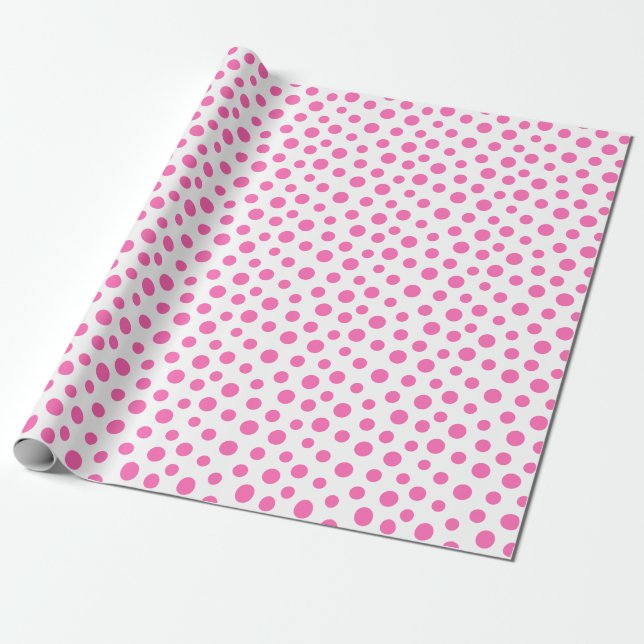Pink Dots on White Wrapping Paper (Unrolled)