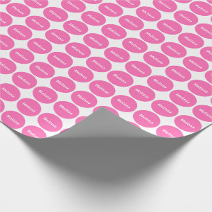 Pink Dots Pattern On White With Name Wrapping Paper