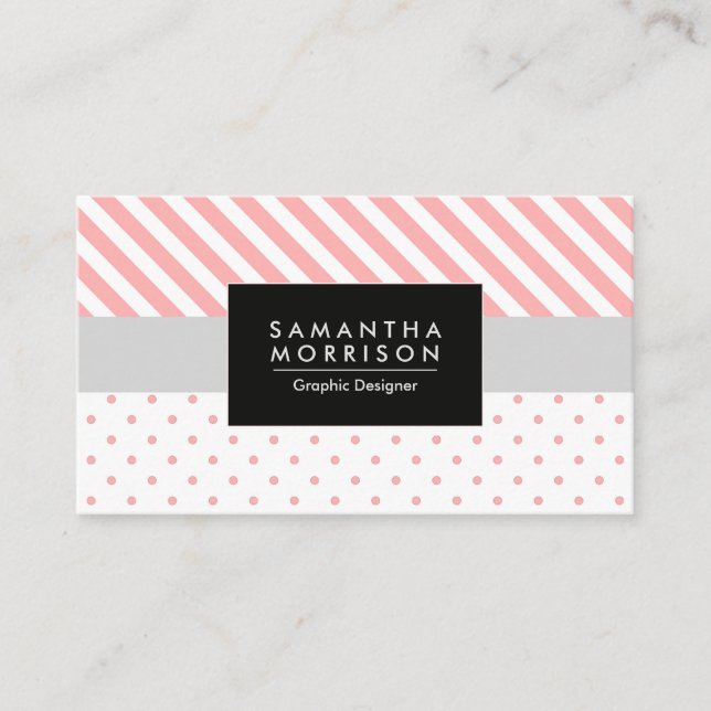 Pink Dots & Stripes Business Card (Front)