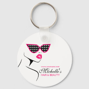 Pink dotted sunglasses hair and beauty branding key ring