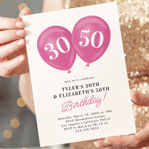 Pink Double Celebration Joint Birthday Party Invitation