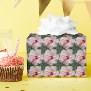 Pink Double Hibiscus Floral Pattern Wrapping Paper