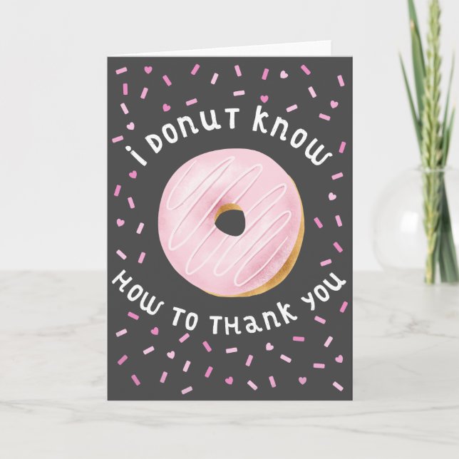 Pink Doughnut and Sprinkles Thank You Card (Front)