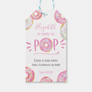Pink Doughnut Baby Pop it When She Pops  Gift Tags