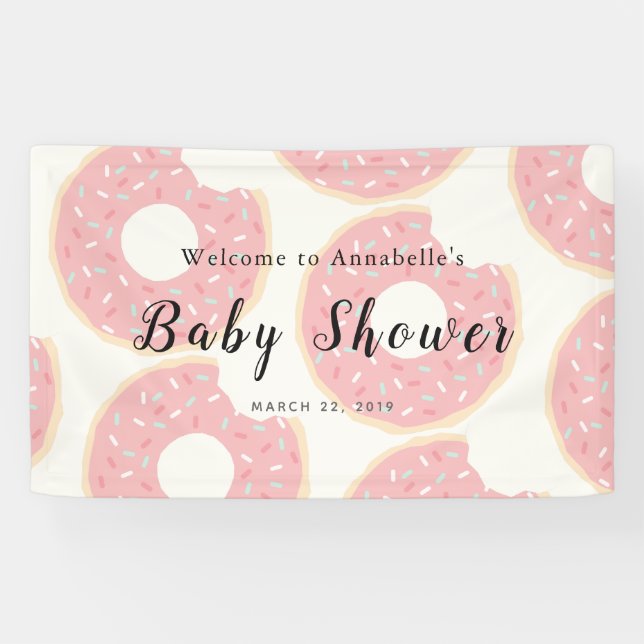 Pink Doughnut Baby Shower Banner (Horizontal)