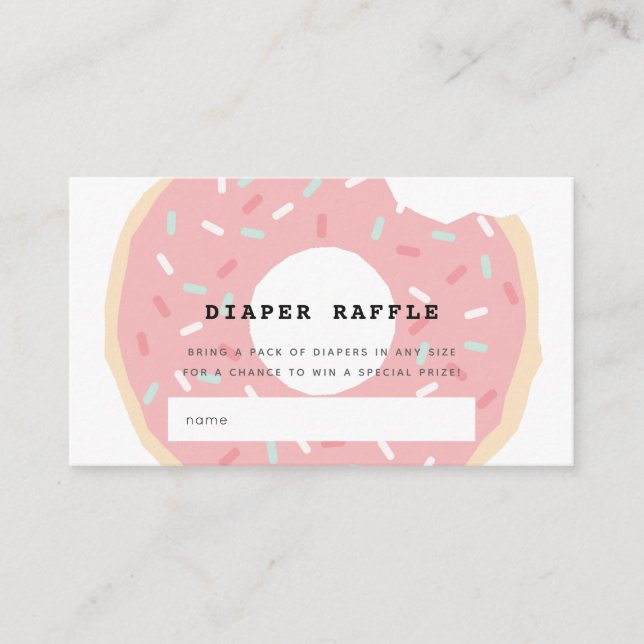 Pink Doughnut Baby Shower Diaper Raffle Ticket Enclosure Card (Front)