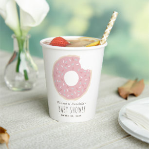 Pink Doughnut Baby Shower Paper Cups