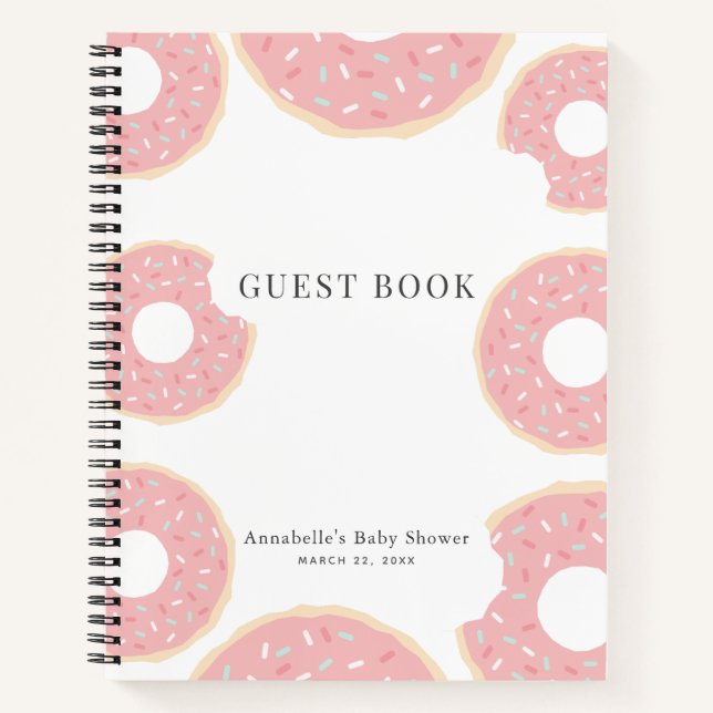 Pink Doughnut Baby Shower Sprinkle Notebook (Front)