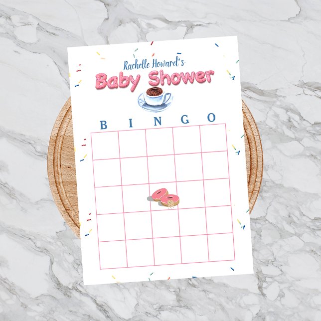 Pink Doughnut Baby Shower Sprinkles Bingo Game Notepad (Creator Uploaded)