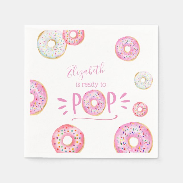 Pink Doughnut Baby Sprinkle Napkin (Front)