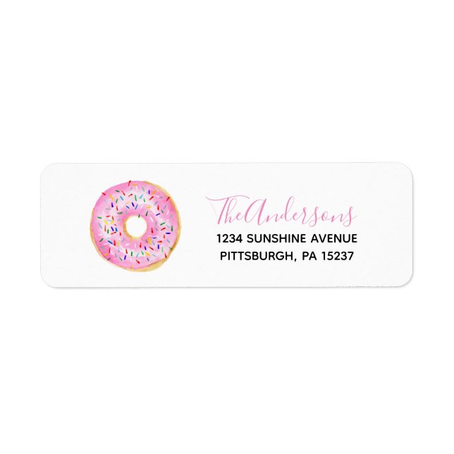 Pink Doughnut Baby Sprinkle Return Address (Front)