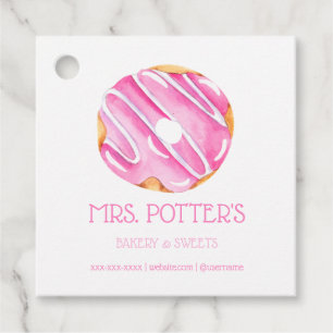 Pink Doughnut Bakery Dessert Small Business Favour Tags
